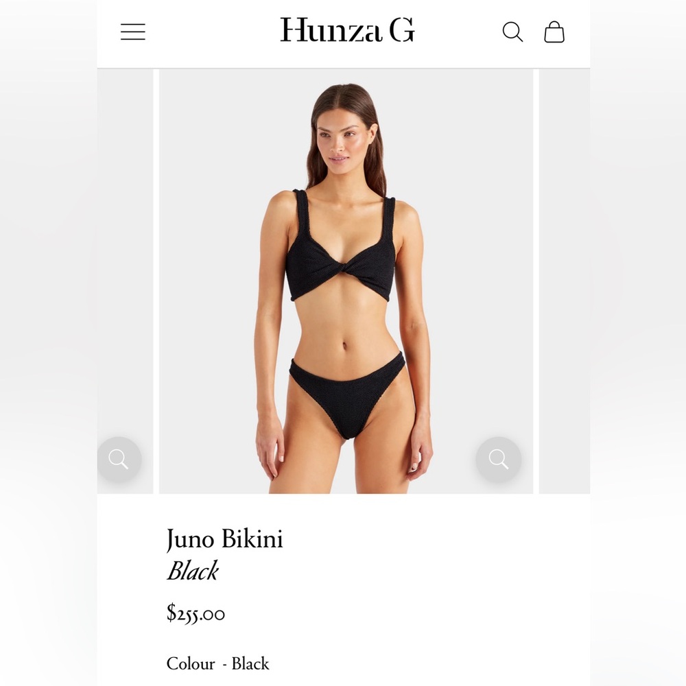 HUNZA G Juno Bikini in Black